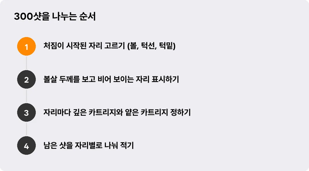 300샷을 나누는 순서