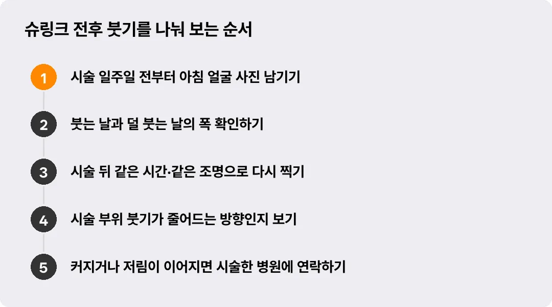 슈링크 전후 붓기를 나눠 보는 순서