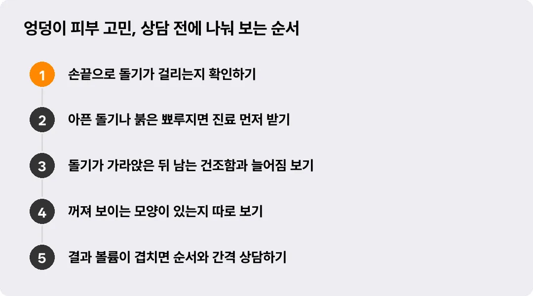 엉덩이 피부 고민, 상담 전에 나눠 보는 순서