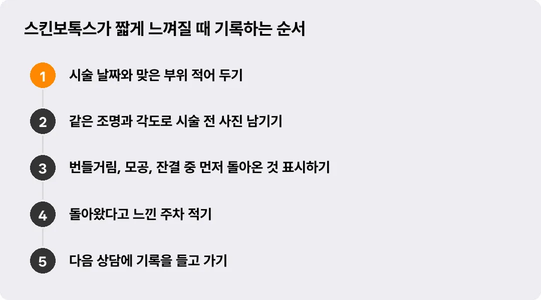 스킨보톡스가 짧게 느껴질 때 기록하는 순서