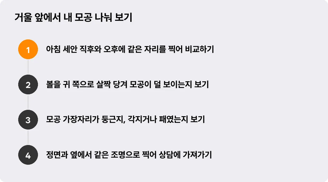 거울 앞에서 내 모공 나눠 보기
