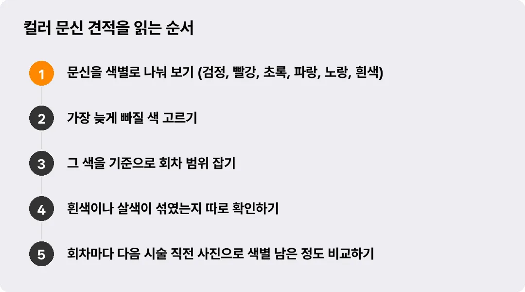 컬러 문신 견적을 읽는 순서