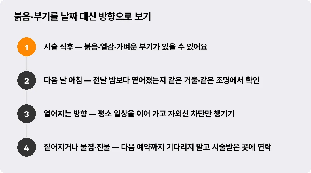 붉음·부기를 날짜 대신 방향으로 보기