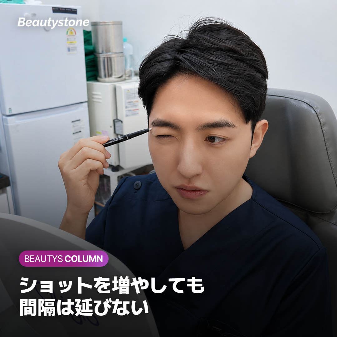 顔の脂肪の量によってショット数の考え方が変わることを示したイメージ