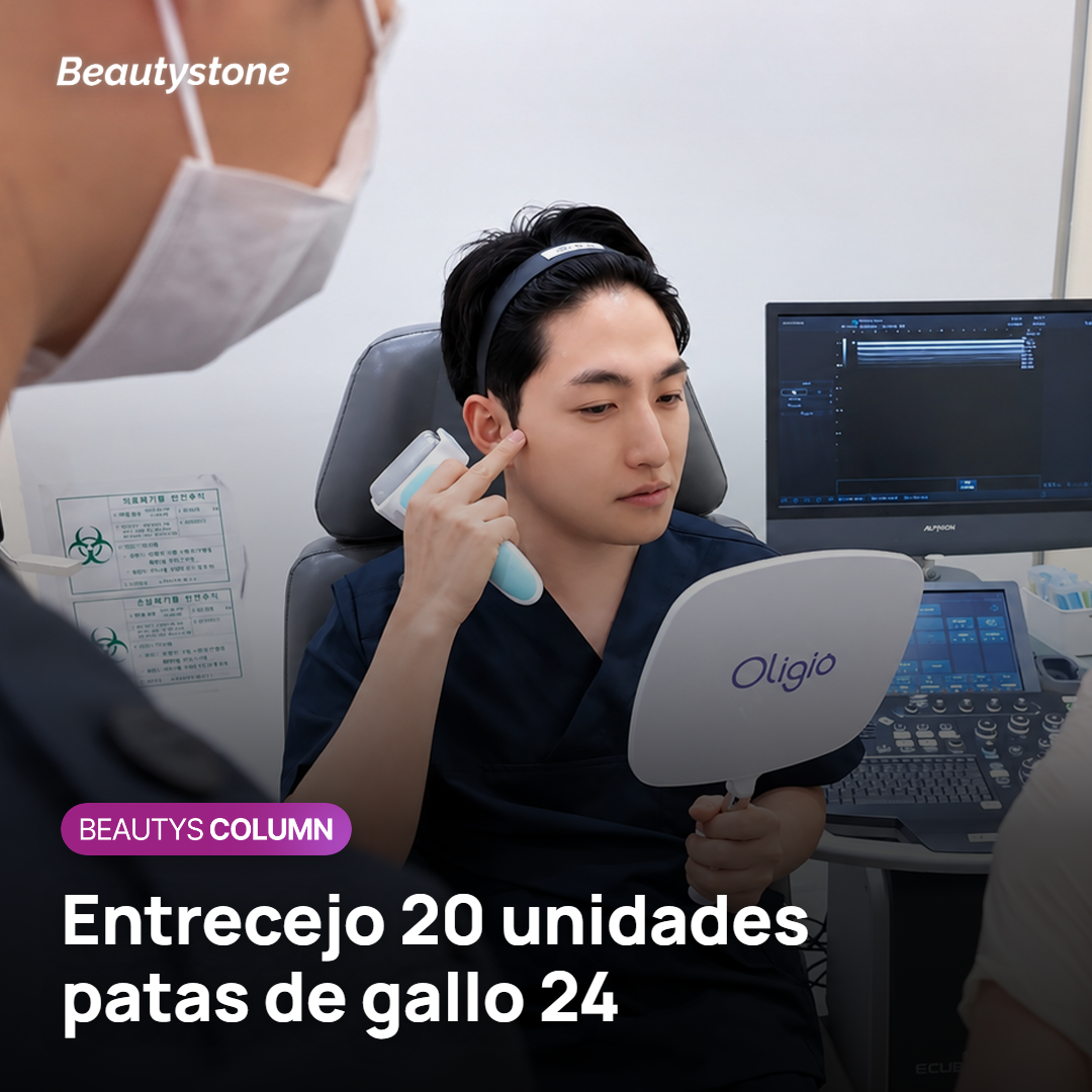 Puntos de inyección en el entrecejo y en las patas de gallo junto a los ojos