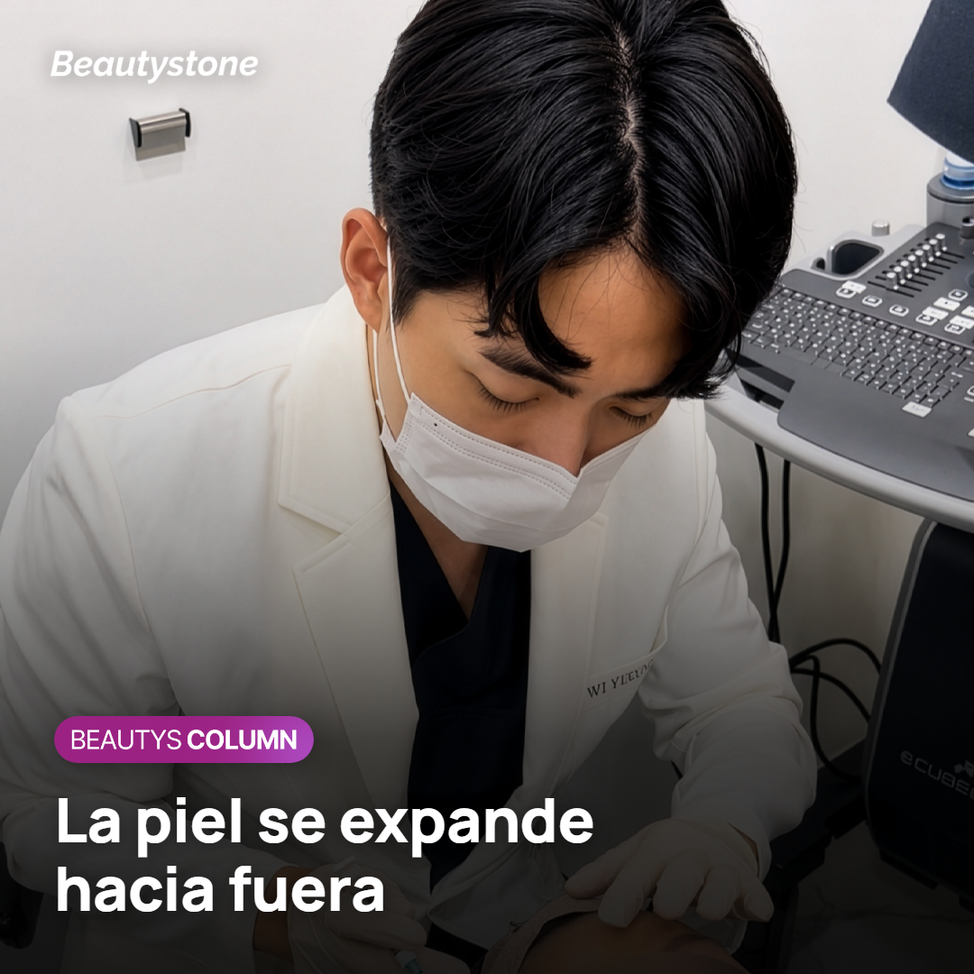 Piel que se expande hacia fuera sobre un relleno de mejillas