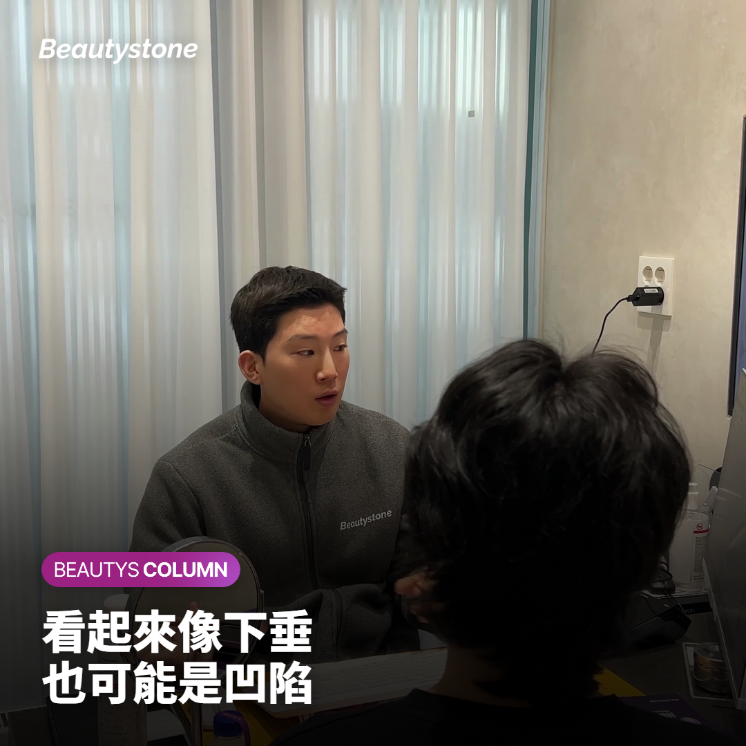 臉頰凹陷的陰影和組織下垂在臉上的不同樣子